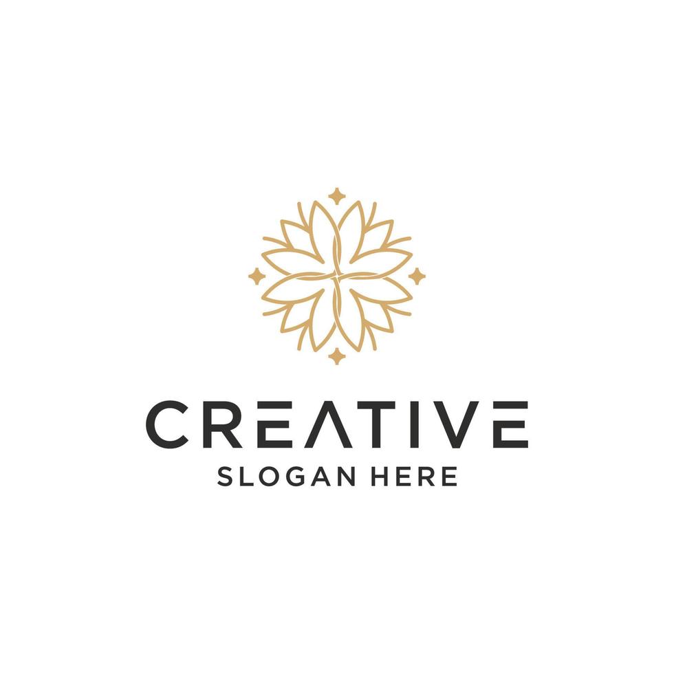 creative outline flower mandala logo vector illustration isolated ...