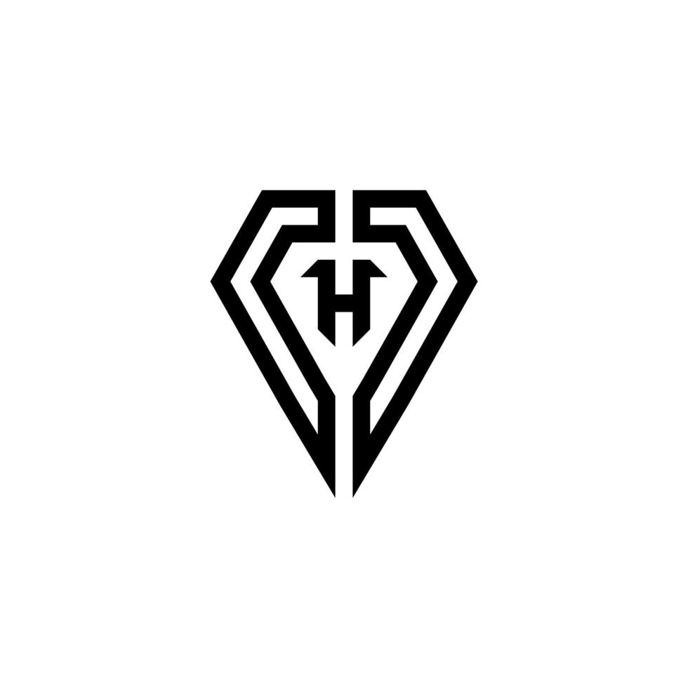 inicial h escudo logotipo diseño vector ilustración aislado fondo