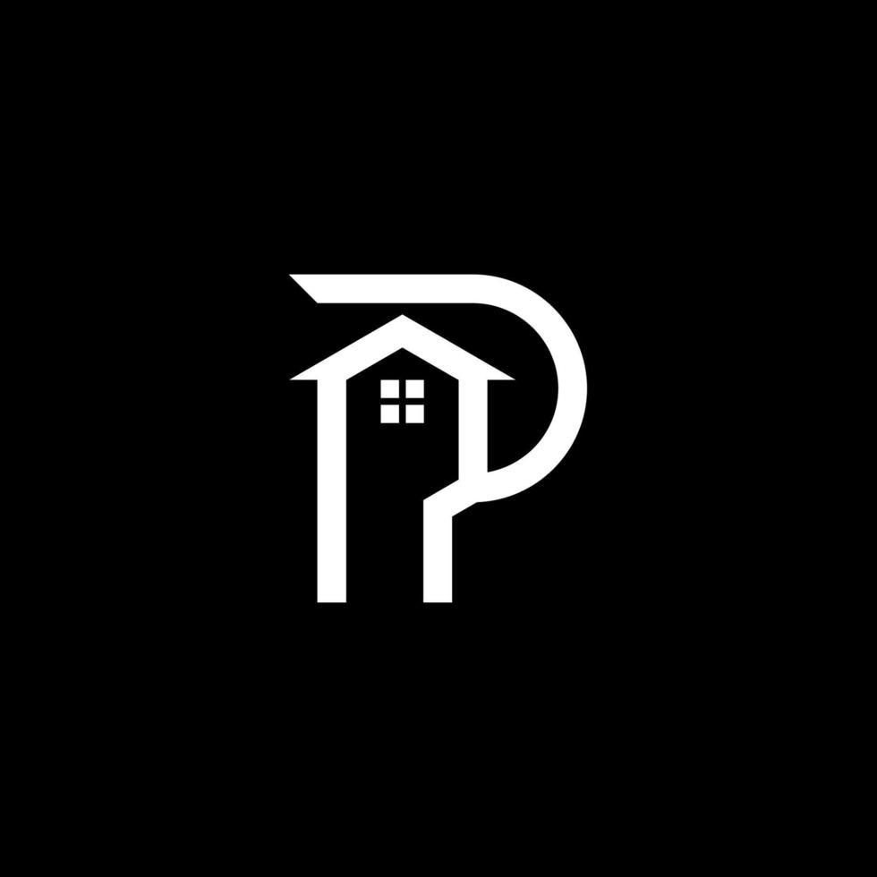 P monogram with home logo design concept vector premium