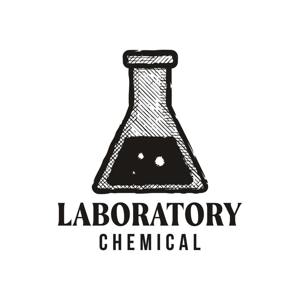 vintage retro  laboratory flask logo design vector
