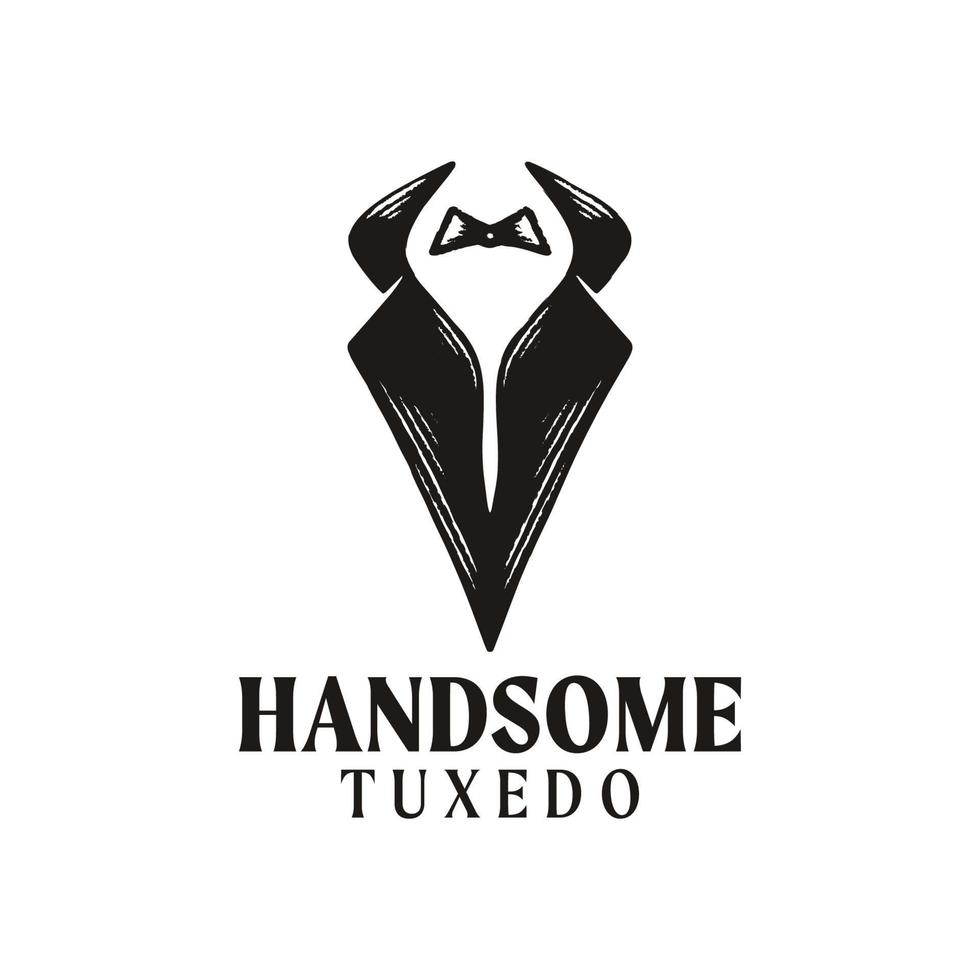 vintage retro tuxedo logo design vector