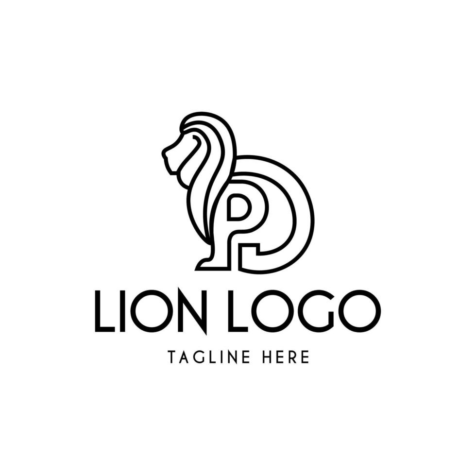 lion logo initials c and p vector illustration isolated on white background