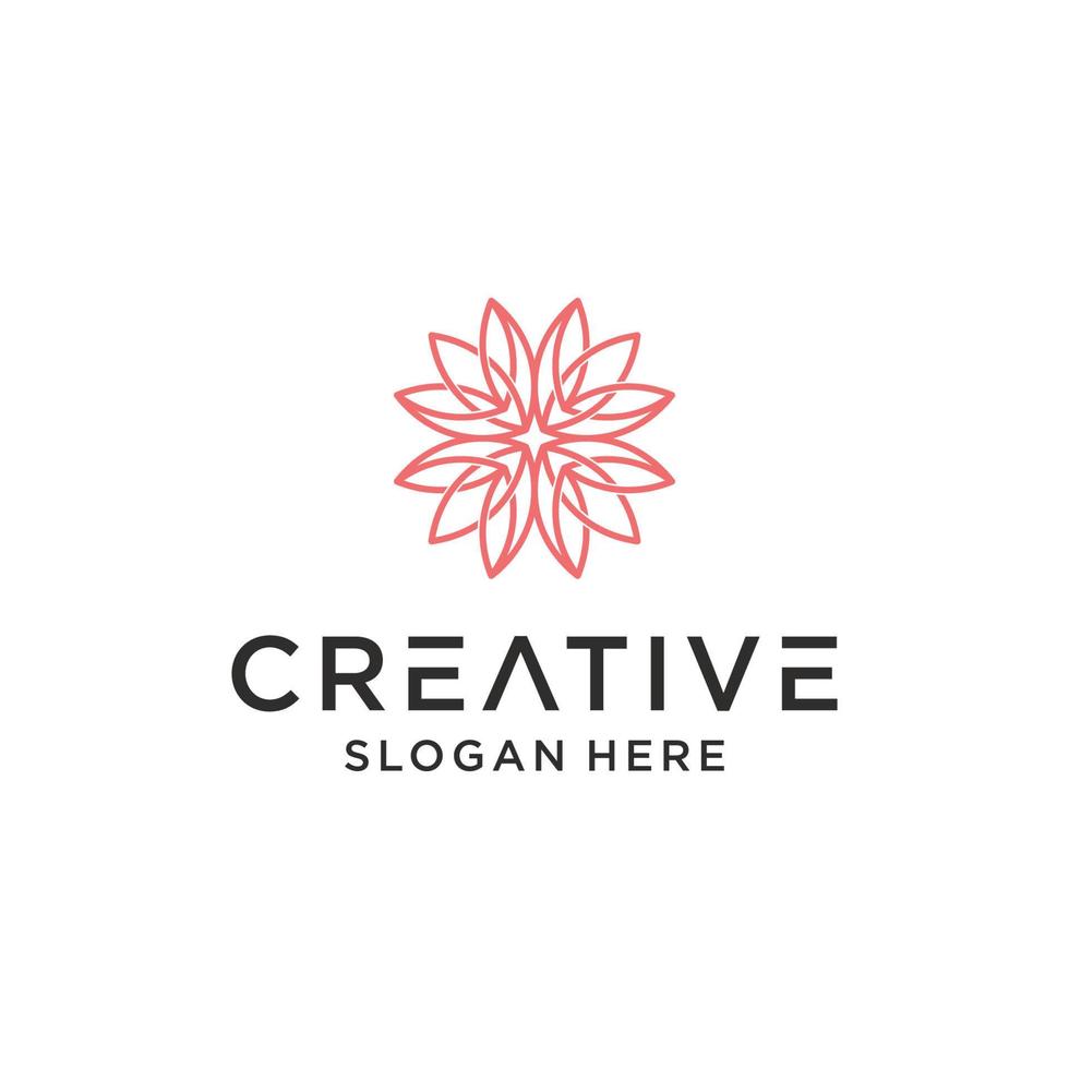 creative outline flower mandala logo vector illustration isolated background