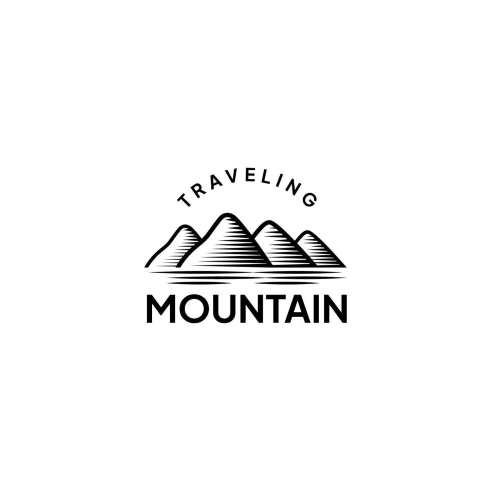 Traveling mountain logo design vector illustration isolated background