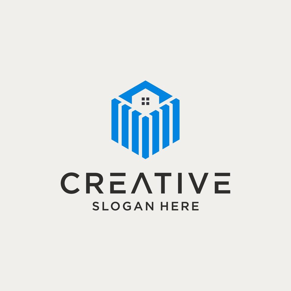 cube home logo design vector illustration isolated background