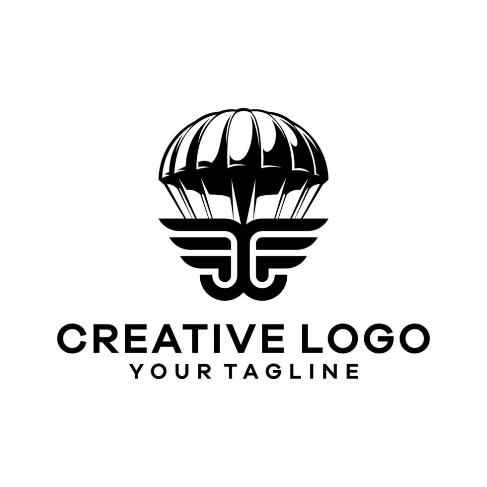 Creative letter ff combinations parachute logo vector illustration isolated on white background