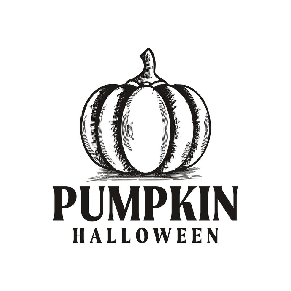 vintage retro  halloween pumpkin logo design vector