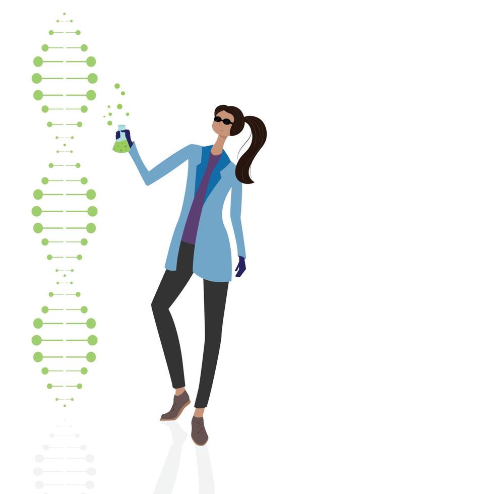 Female scientist background vector illustration