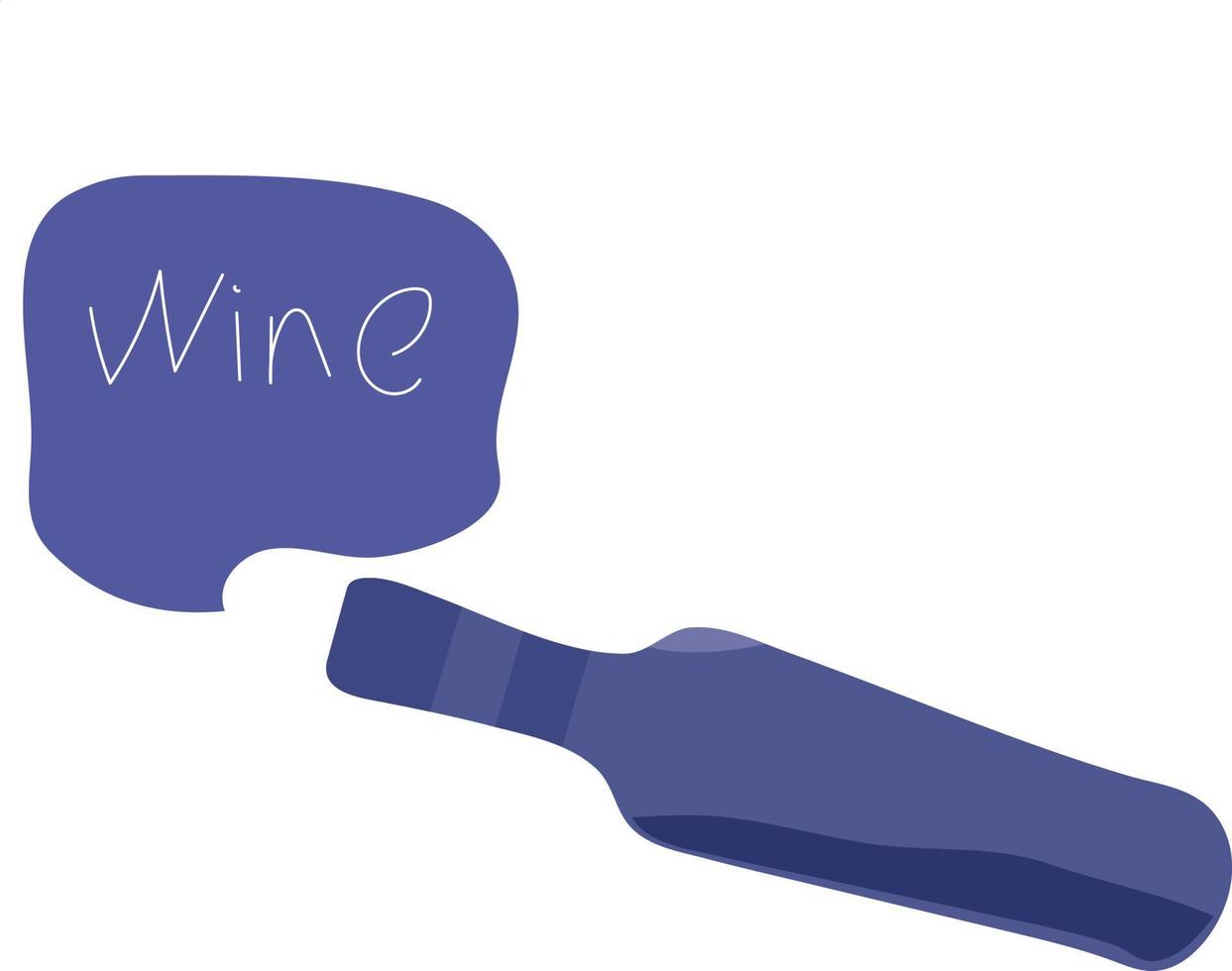 Purple bottle with spilled wine. Blackberry wine. On a white background. Flat style. Vector. vector