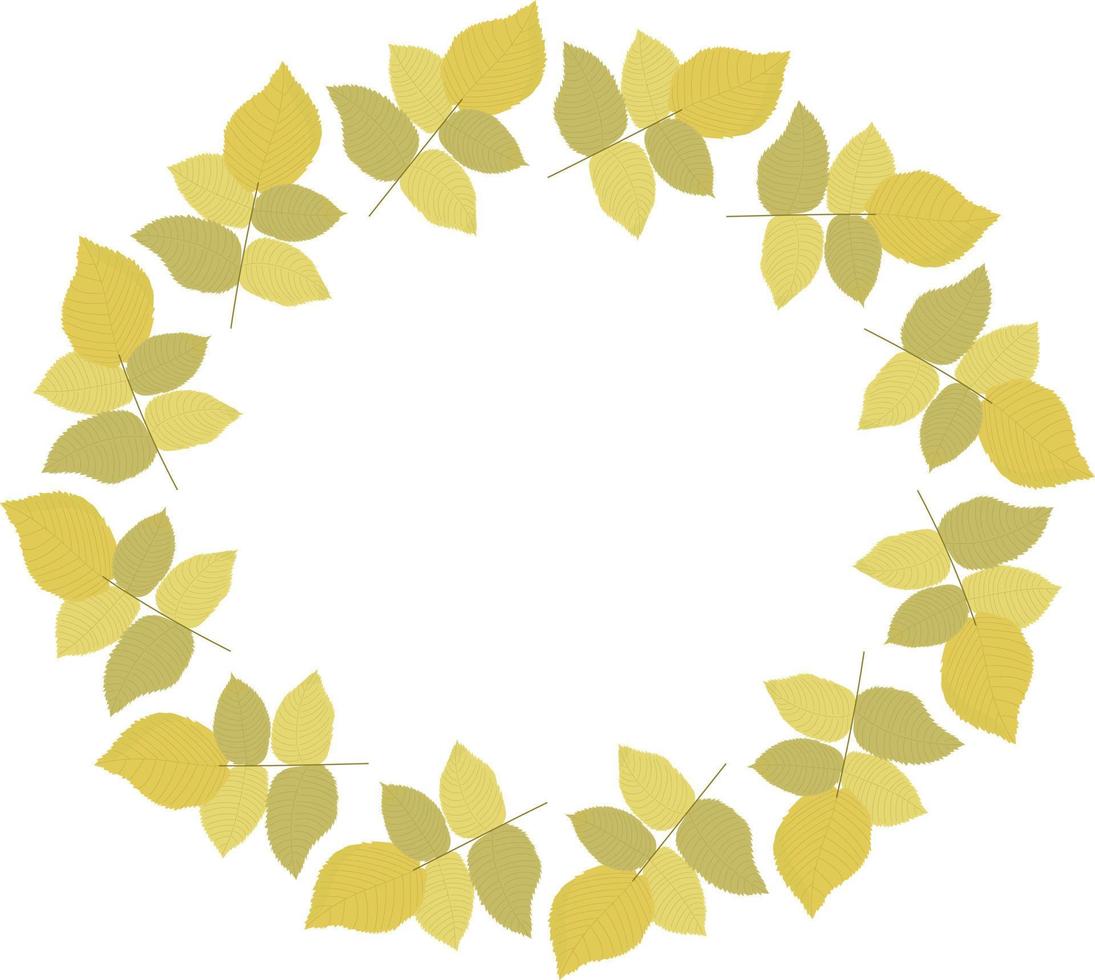 Round autumn wreath of yellow leaves. For postcards and design. Template for cards.Vector. Flat style. vector