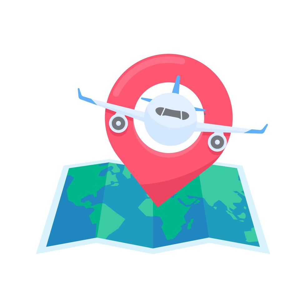 The world map is pinned to plan travel by international airlines. with luggage and plane tickets vector