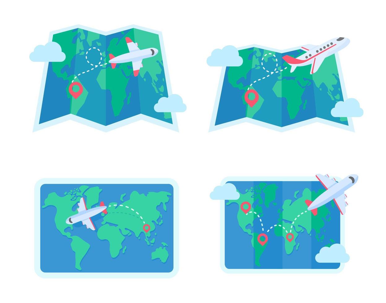 avión de pasajeros volando en el mapa mundial ideas de viajes de vacaciones vector