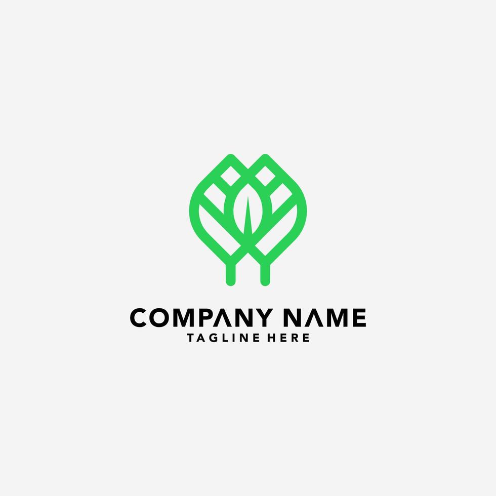 green leaf logo design template vector image vector illustration isolated on white background