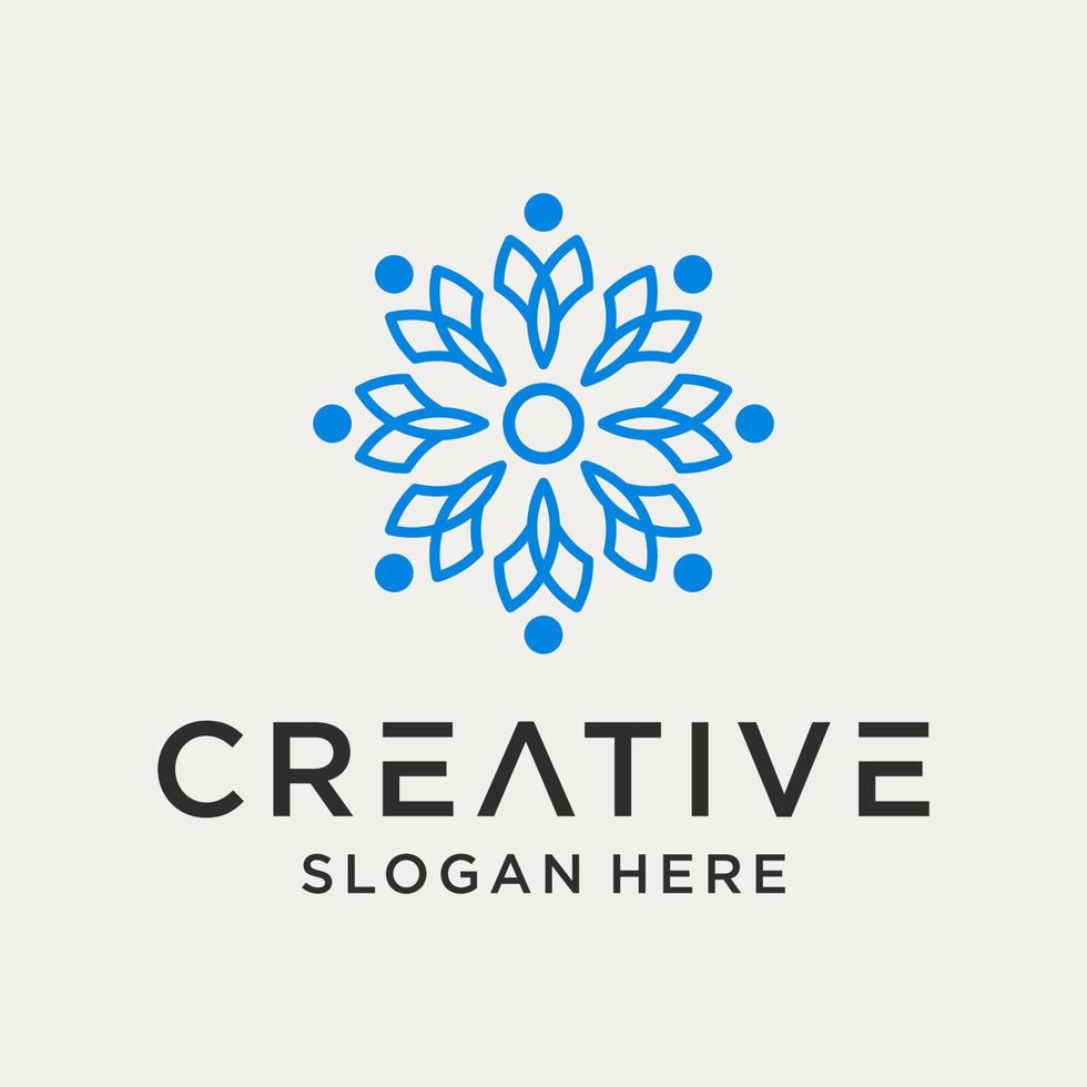 Lotus Flower Logo abstract Beauty Spa salon Cosmetics brand Linear style. Looped Leaves Logotype design vector