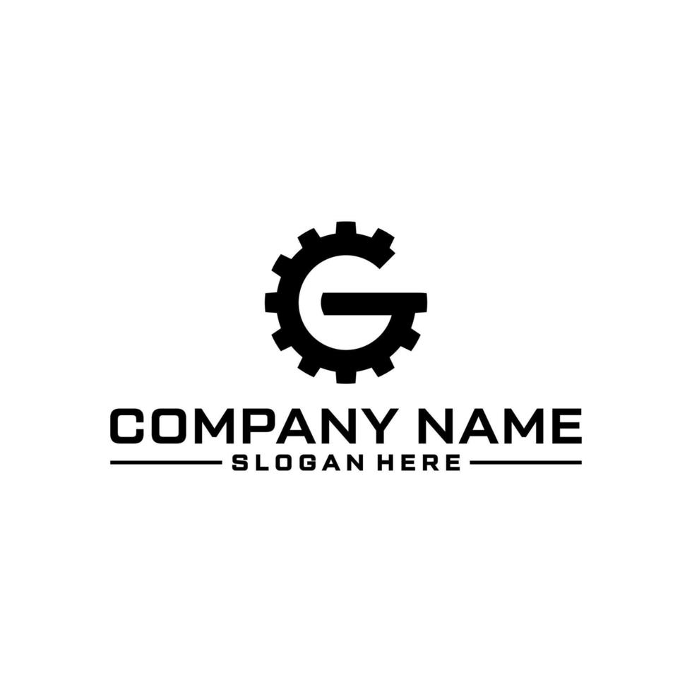 Letter g combination gear logo design vector