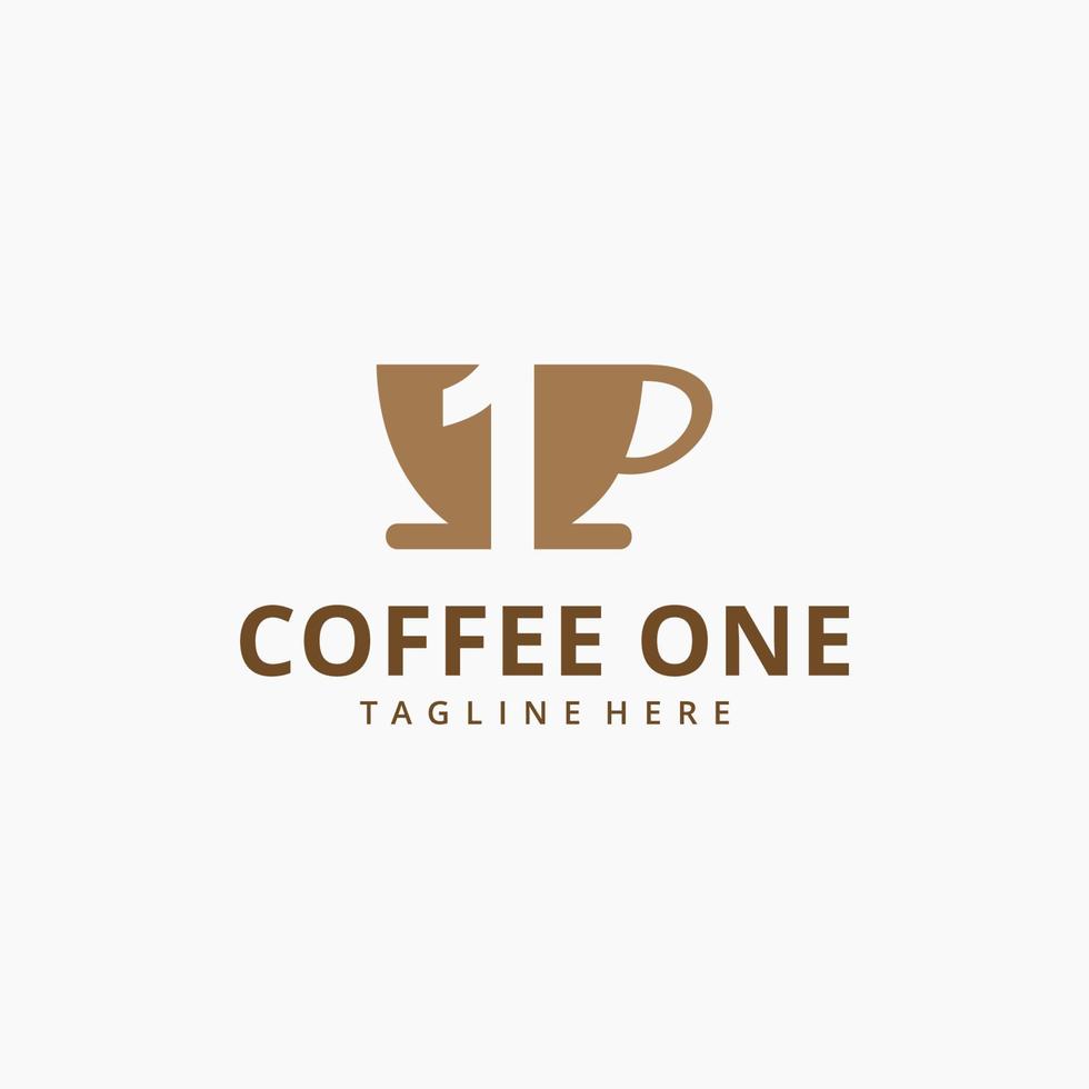 coffee one logo design vector illustration isolated background