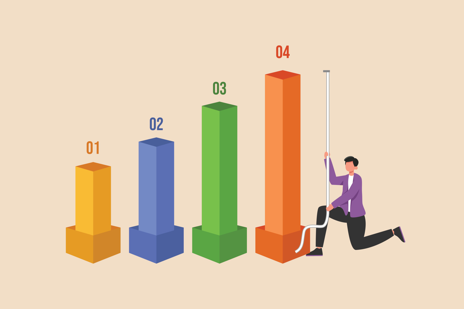 bar-measurement-with-number-scale-color-coded-progress-1-to-4