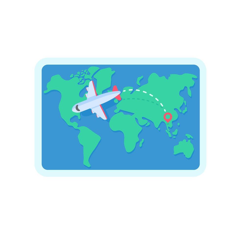 The world map is pinned to plan travel by international airlines. with luggage and plane tickets vector