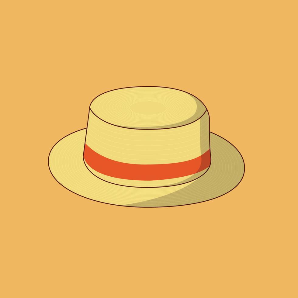 Straw Hat Vector Icon Illustration. Fashion Accessory Vector. Flat Cartoon Style Suitable for Web Landing Page, Banner, Flyer, Sticker, Wallpaper, Background