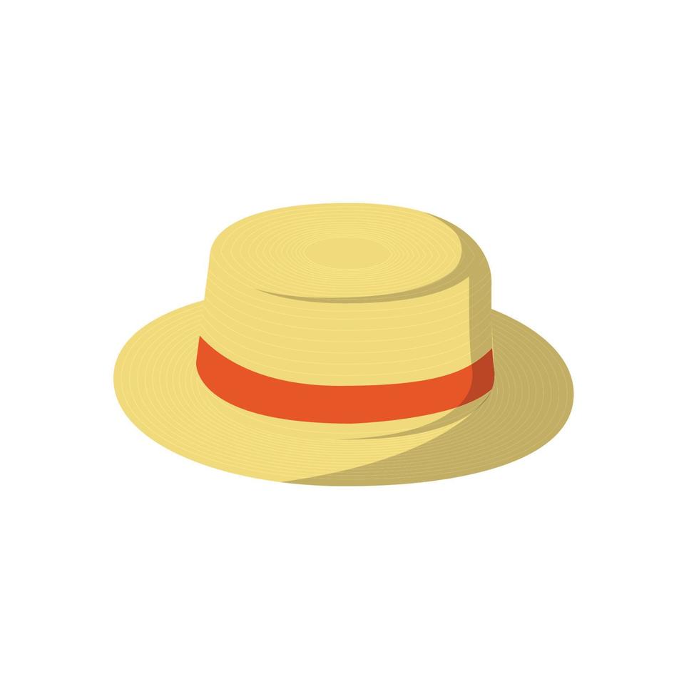 ilustración plana de sombrero de paja. elemento de diseño de icono limpio sobre fondo blanco aislado vector