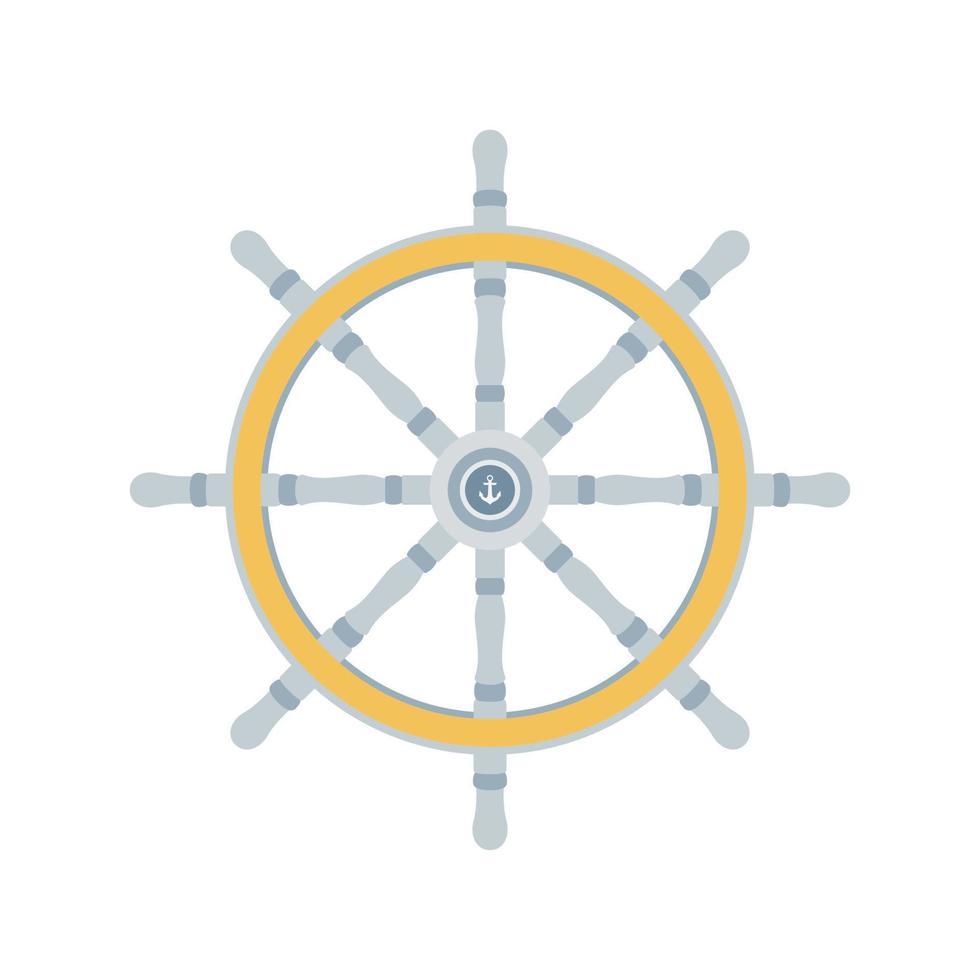 Ship Steering Wheel Flat Illustration. Clean Icon Design Element on Isolated White Background vector
