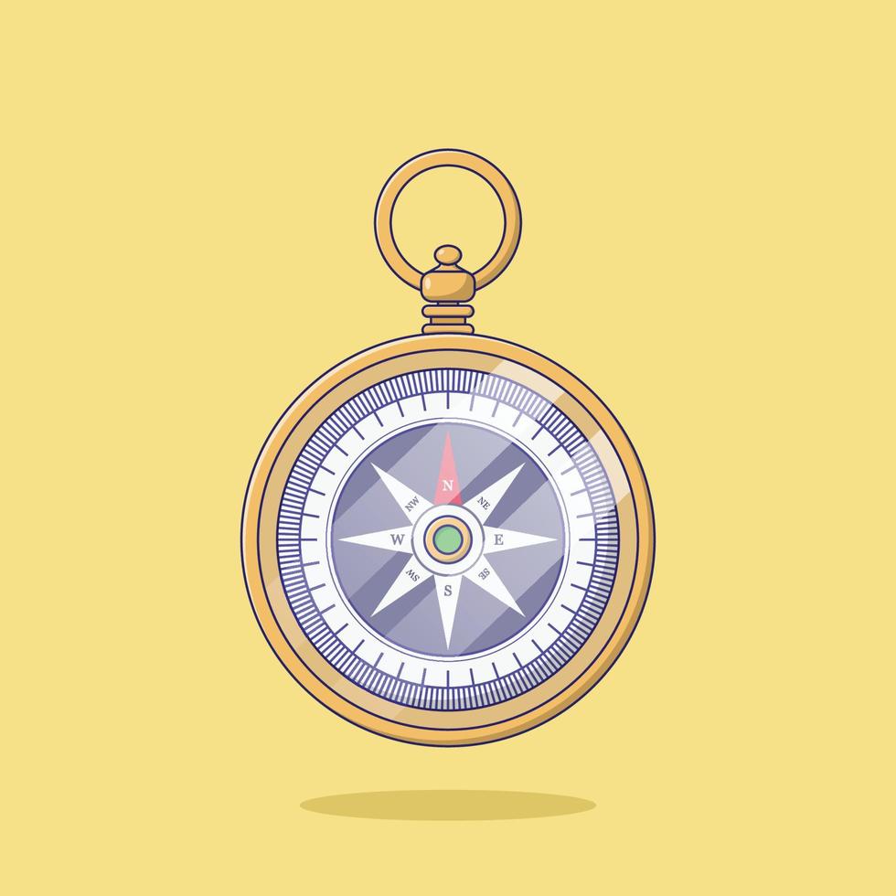 Compass Vector Icon Illustration. Navigation Equipment Vector. Flat Cartoon Style Suitable for Web Landing Page, Banner, Flyer, Sticker, Wallpaper, Background