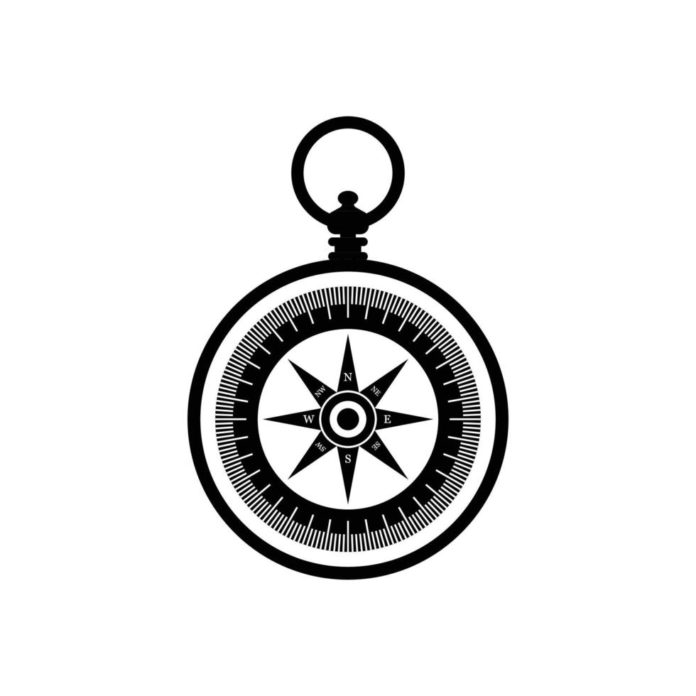 Compass Silhouette. Black and White Icon Design Element on Isolated White Background vector