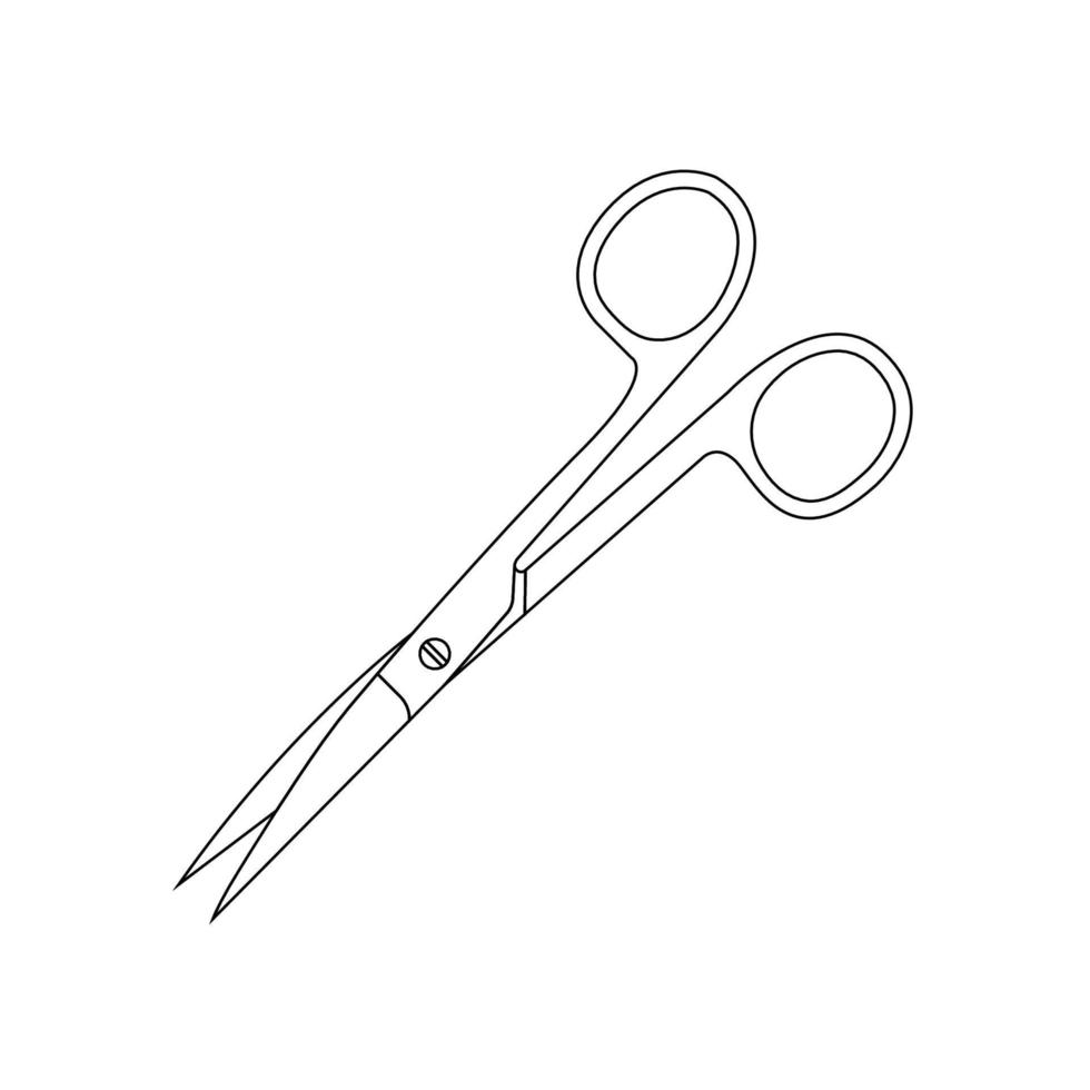 ilustración de icono de contorno de tijeras quirúrgicas sobre fondo blanco vector