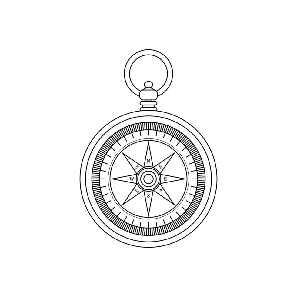 Compass Outline Icon Illustration on White Background vector