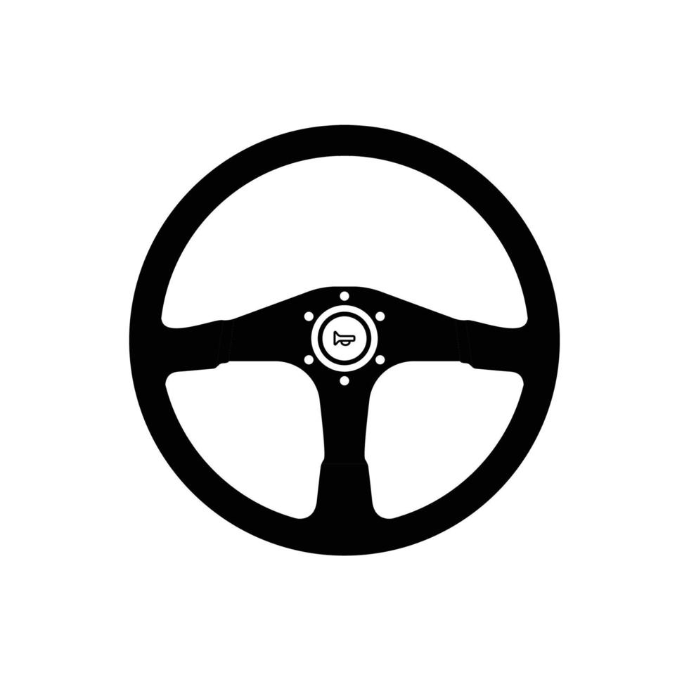Steering Wheel Silhouette. Black and White Icon Design Element on Isolated White Background vector