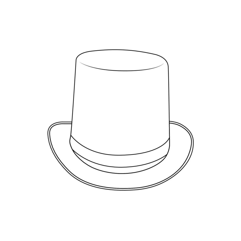 ilustración de icono de contorno de sombrero de mago sobre fondo blanco vector