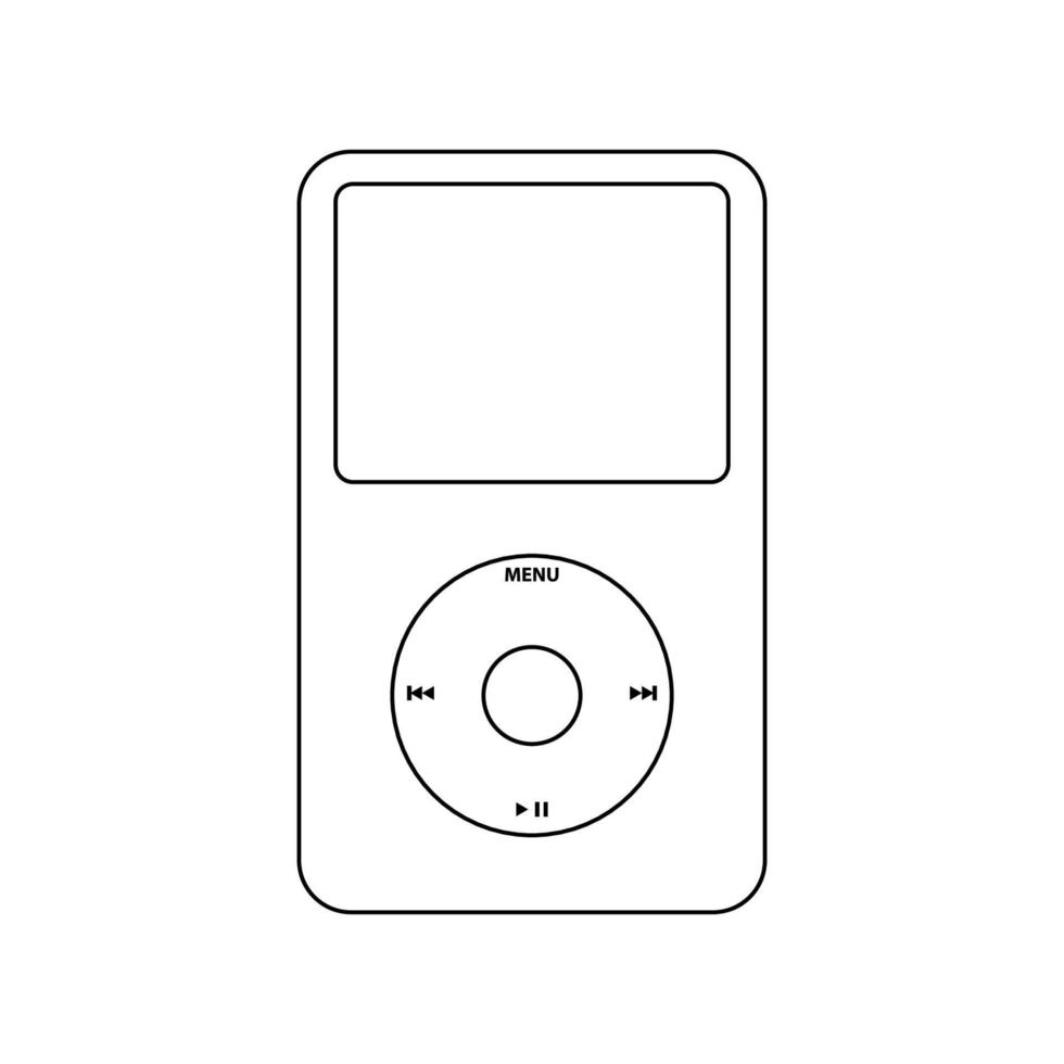 Portable Music Player Outline Icon Illustration on White Background vector