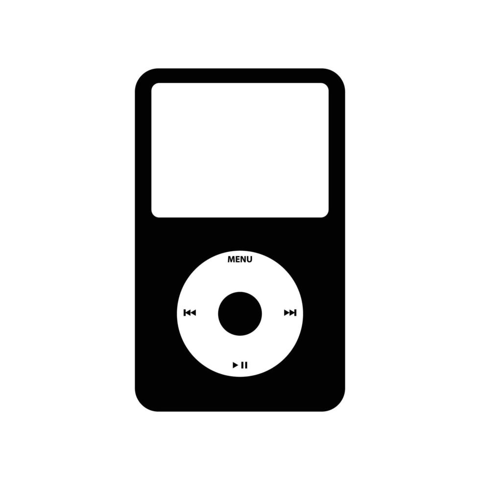 Portable Music Player Silhouette. Black and White Icon Design Element on Isolated White Background vector