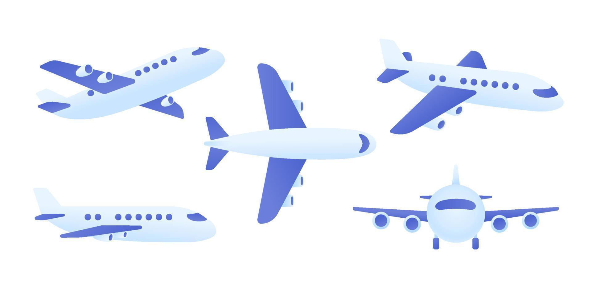 Passenger plane flying in the sky side view. travel concept vector