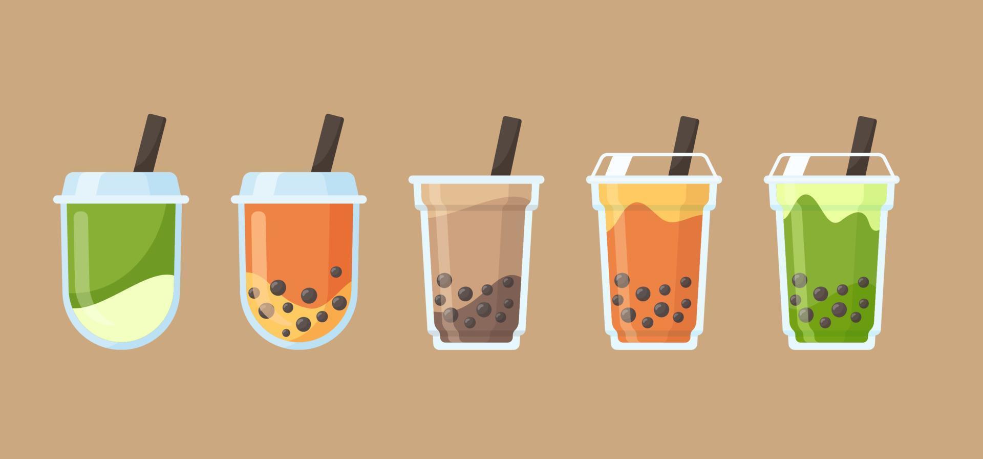 Pearl milk tea vector. Popular sweet drinks menu vector