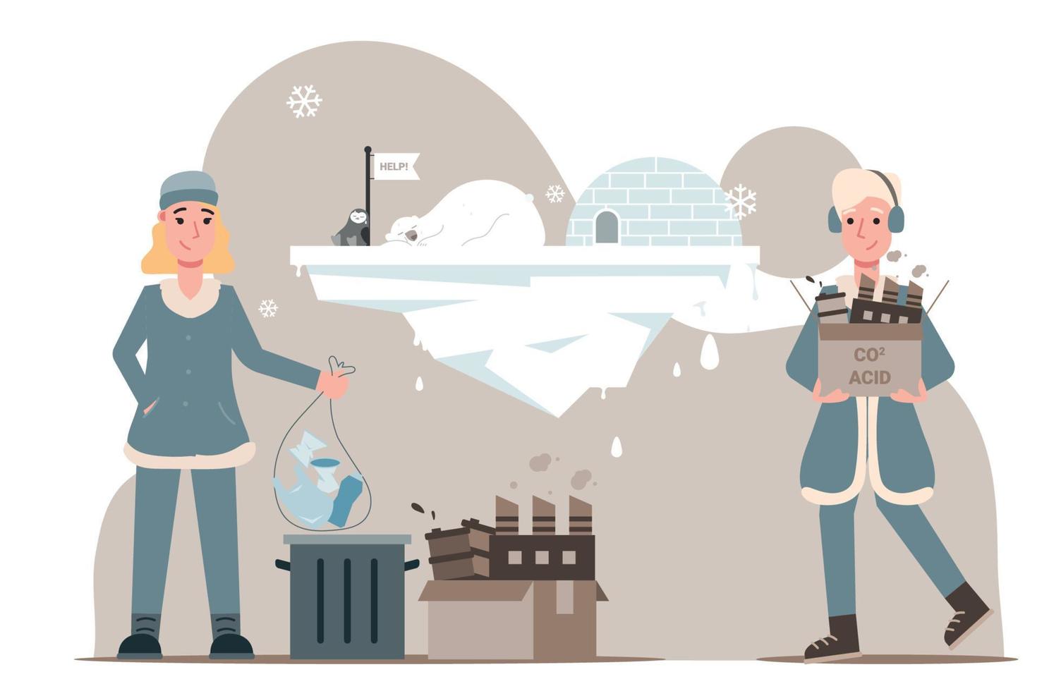 Melting Ice Flat Illustration vector