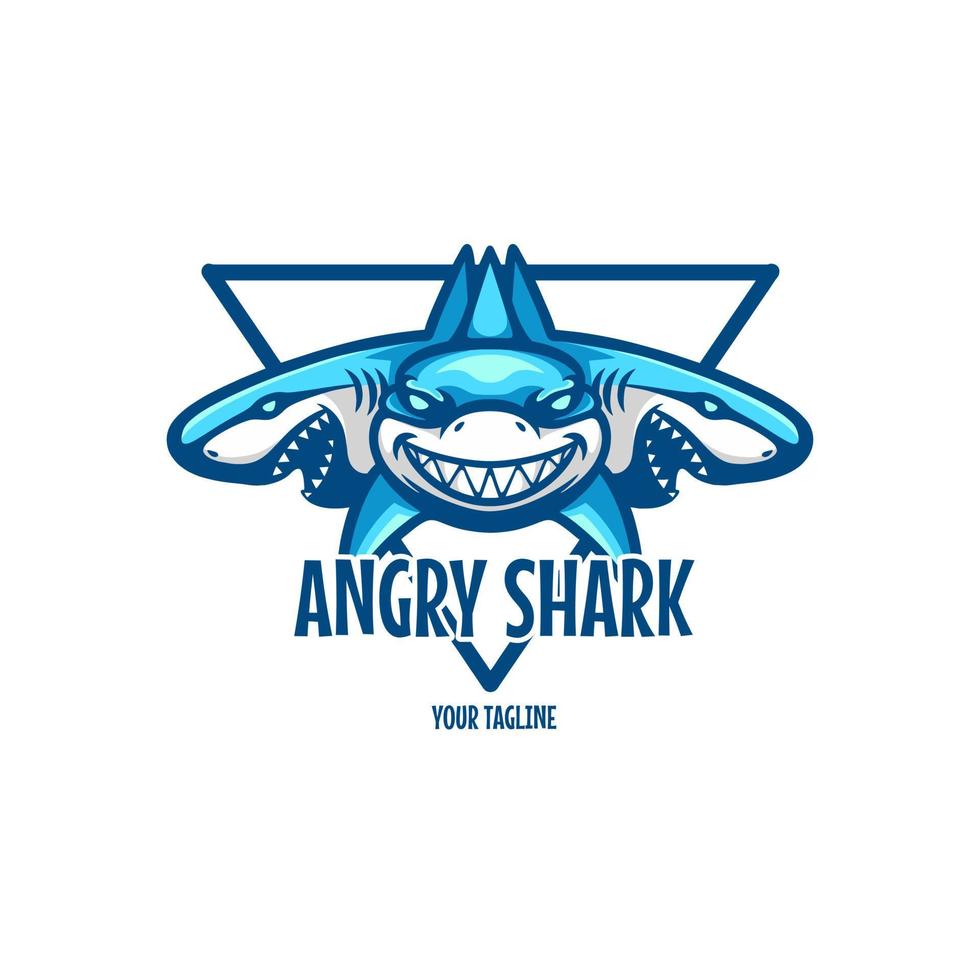 Angry Shark Character Logo vector