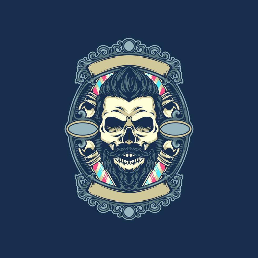 ilustración de peluquería de calavera vintage vector