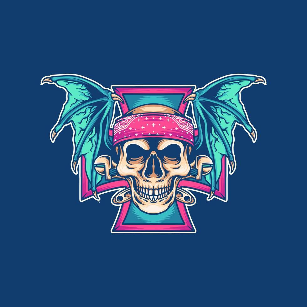 Skull Bat Rider Illustration vector