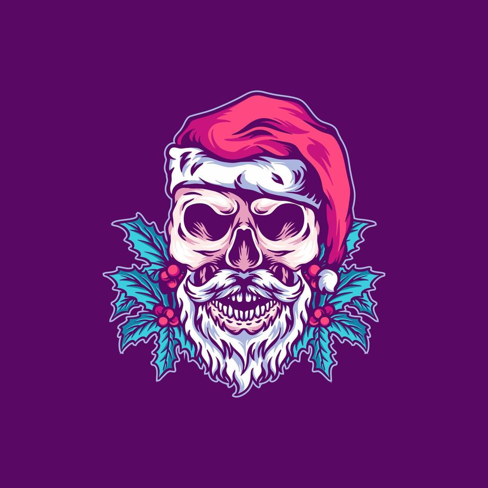 cráneo santa claus navidad ilustración vector