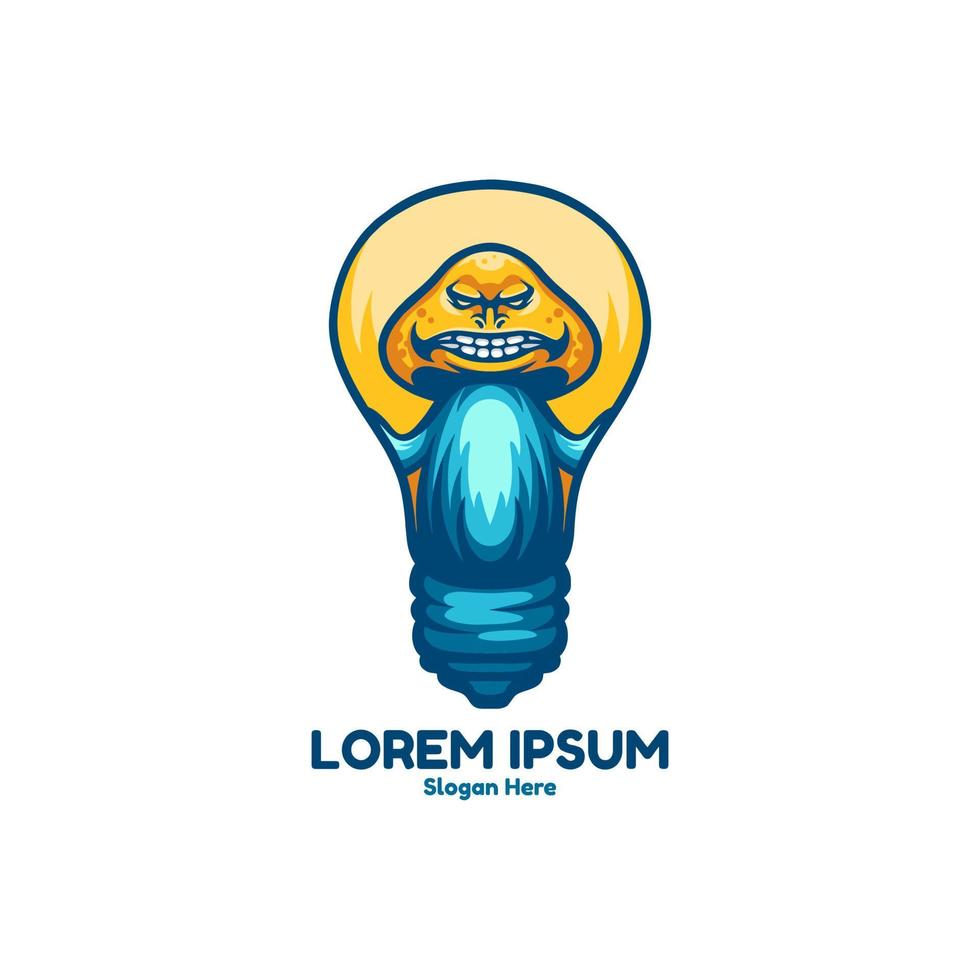 Lamp Mushroom Character Logo vector