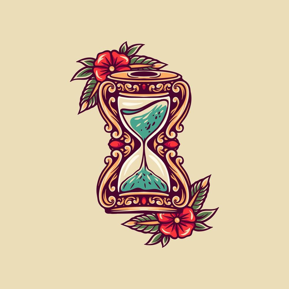 ilustración retro reloj de arena vector