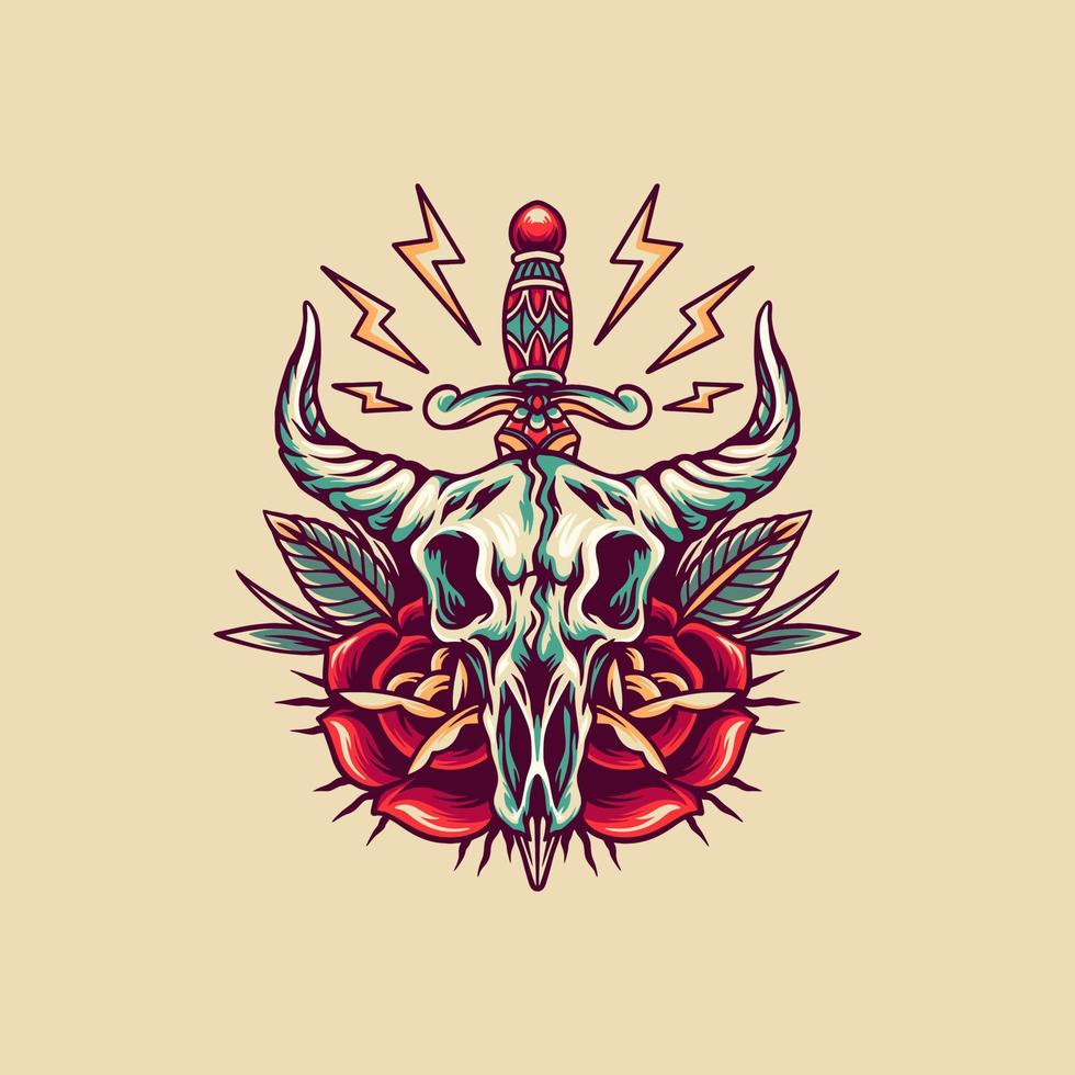 Skull Goat Retro Illustration vector