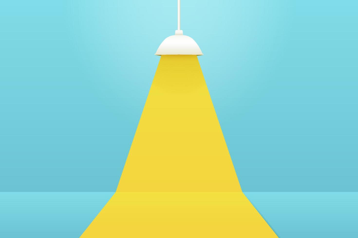 Pastel blue studio background with white lamp and yellow light for displaying products vector