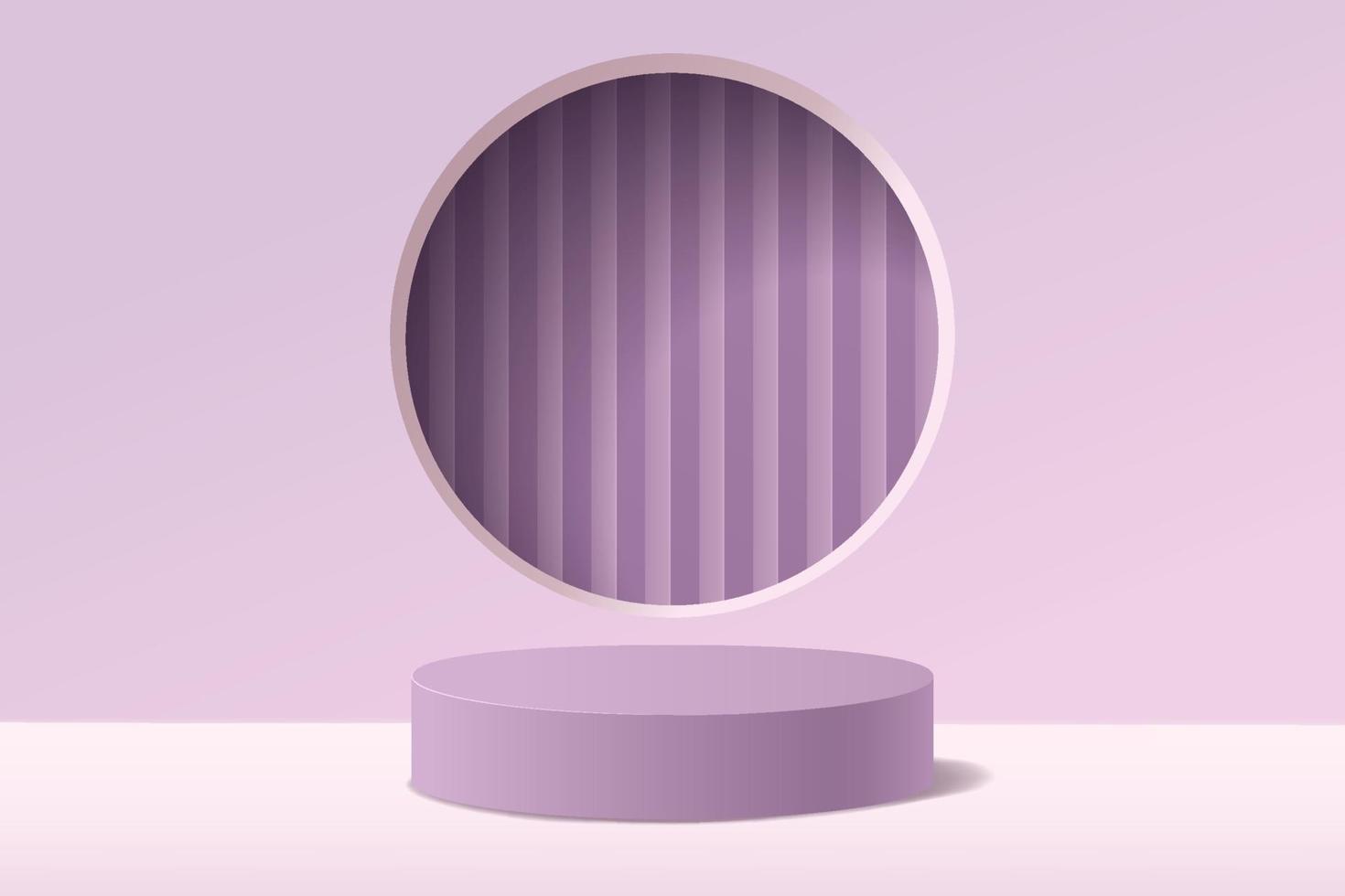 Empty 3d purple round podium with abstract geometric shape background vector