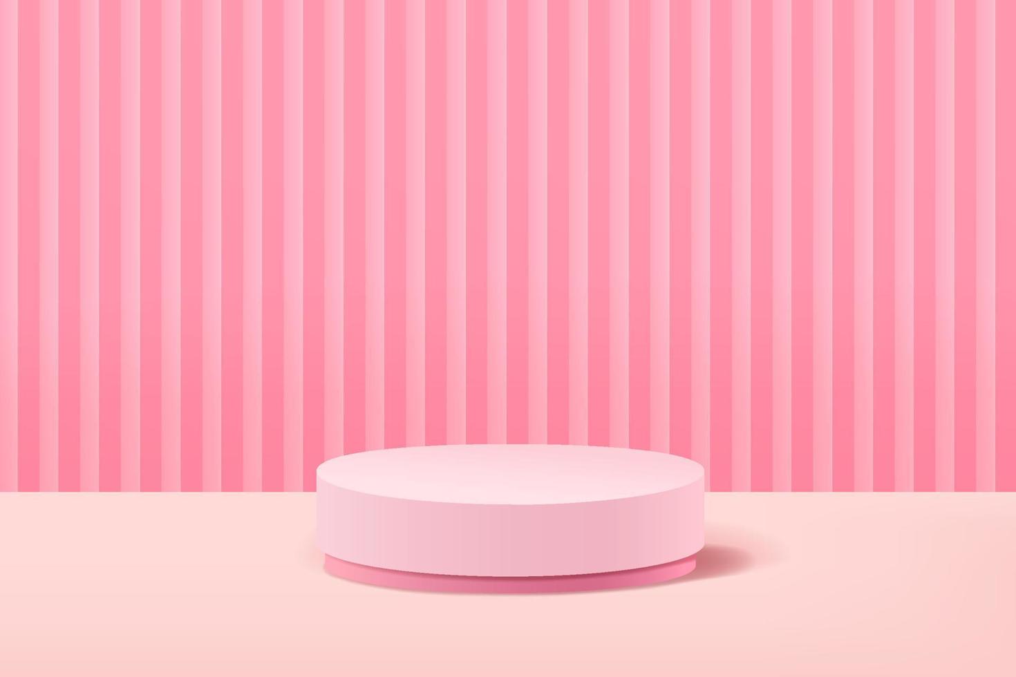 fondo de forma geométrica abstracta rosa pastel y podio de pedestal redondo 3d vector