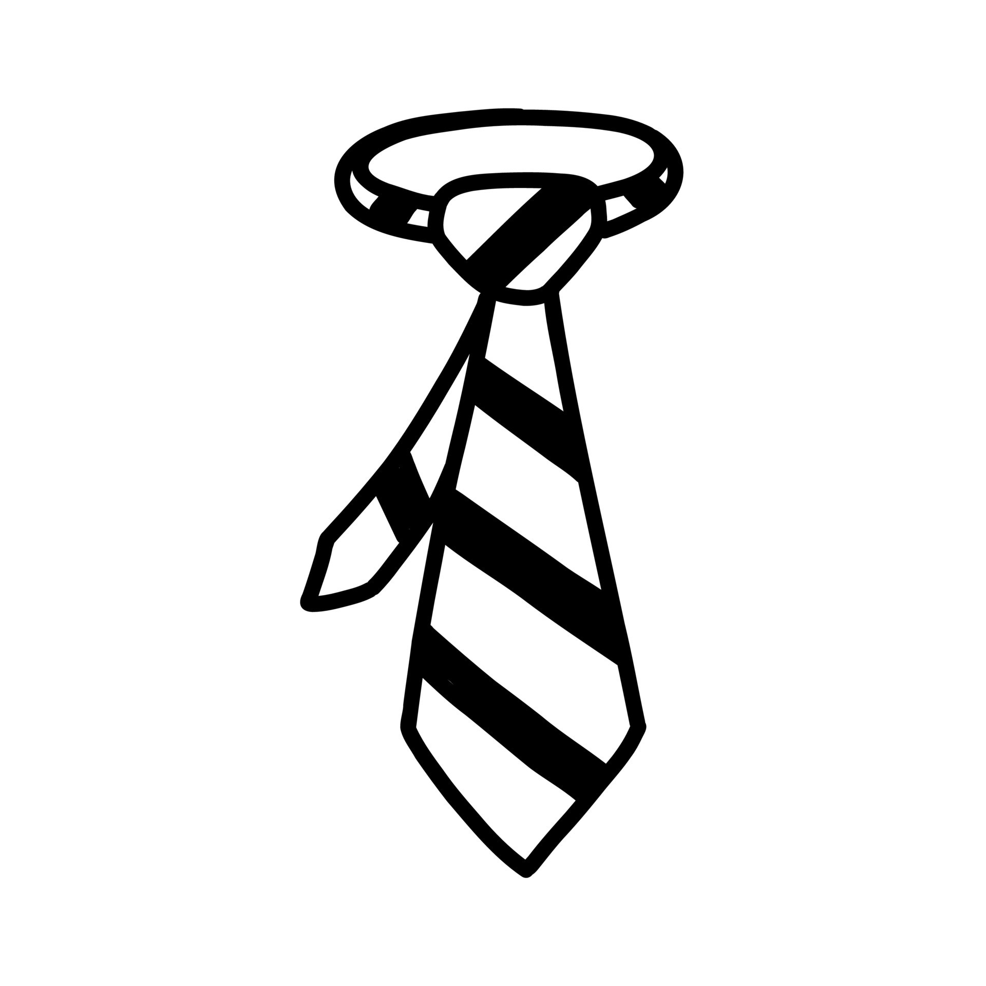 Hand-drawn business men's tie icon. Black and white doodle illustration