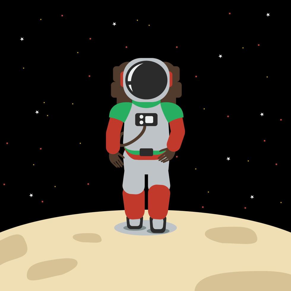 Editable Astronaut in Outer Space Vector Illustration in Flat Style for Astronomy Related Design