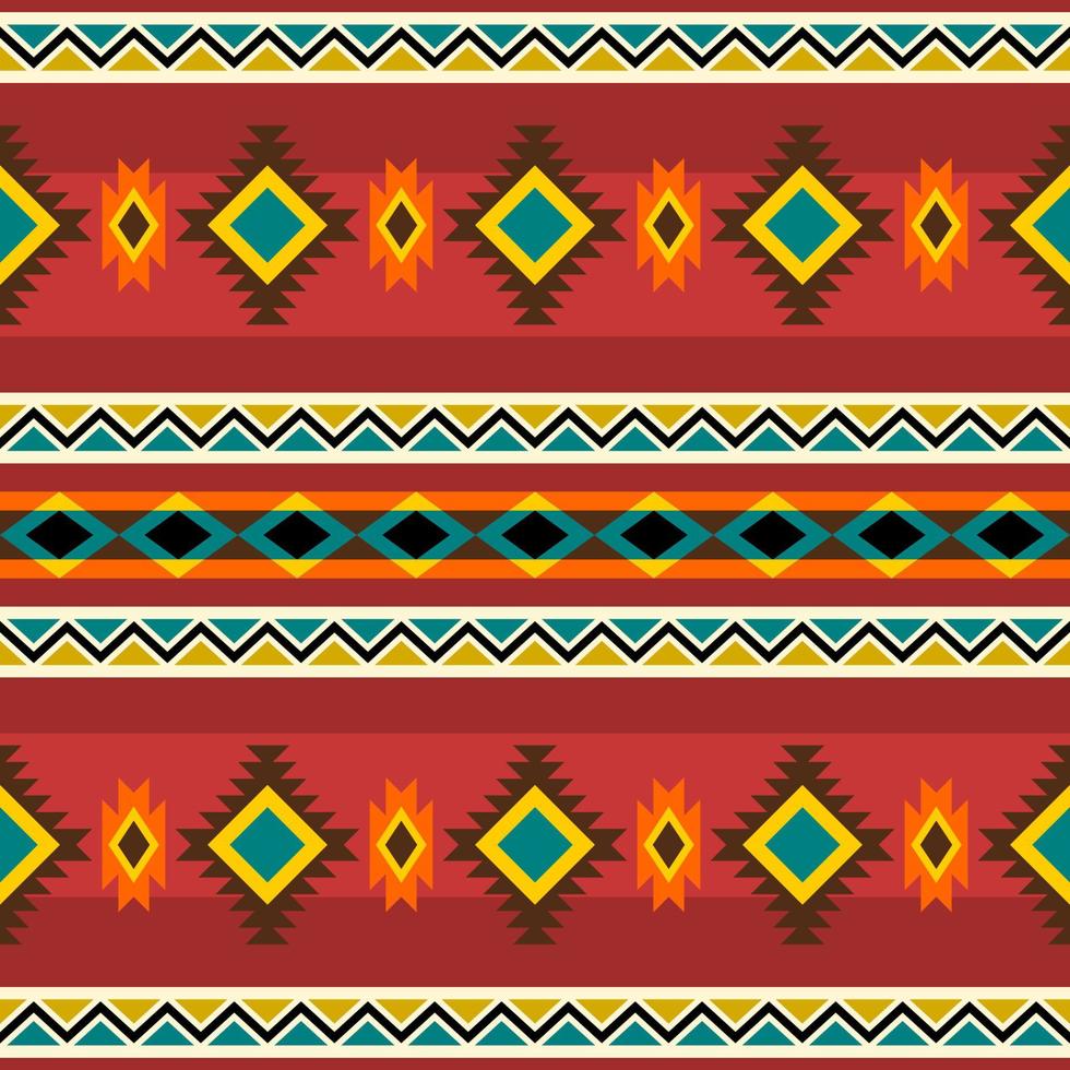 Editable Vector of Native American Geometrical Bright Illustration Pattern for Creating Background of Traditional Culture and History Related Design