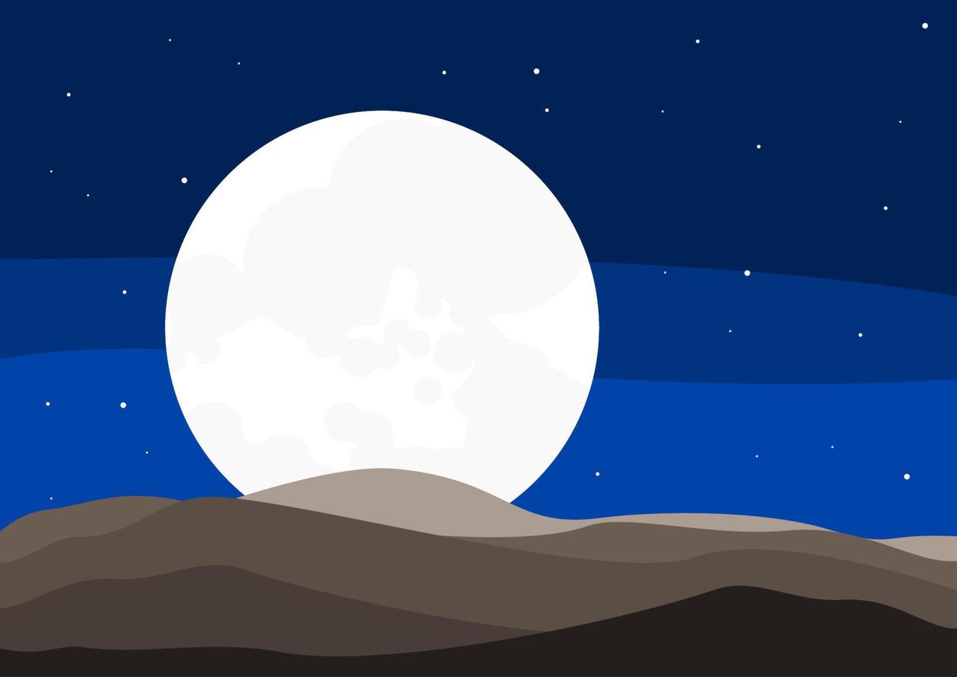 luna escénica editable en la ilustración de vector de panorama nocturno